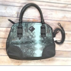 Vera wang hand bag teal and grey snake skin